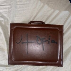 Travis Scott Brown Leather Briefcase with Black Signature Accent